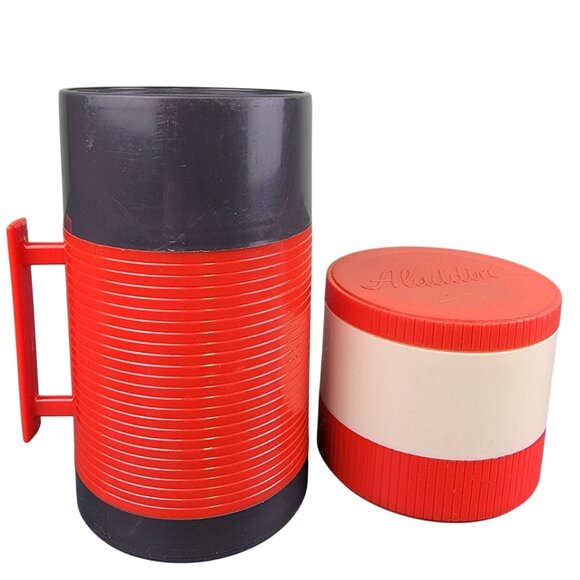 Aladdin Vintage 70s Set Wide Mouth Bottle Soup Container Camp Home Food Storage - Picture 1 of 16